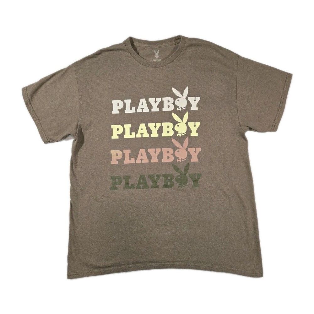 Playboy Short Sleeve Brown T Shirt Mens Large